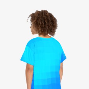 Blue Pixels Kids Sports T-Shirt - Image 4